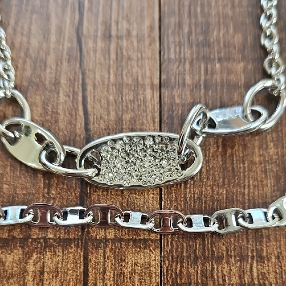 Vince Camuto Edgy Chic Double Chain Silver Necklace - Picture 2 of 4